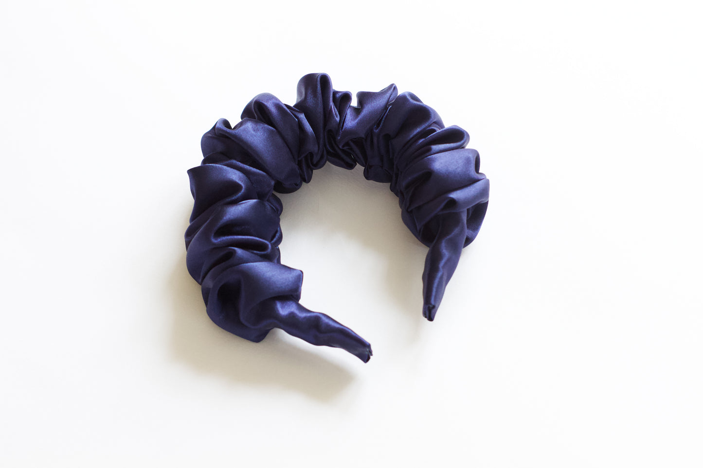 Navy Satin Scrunchie Headband