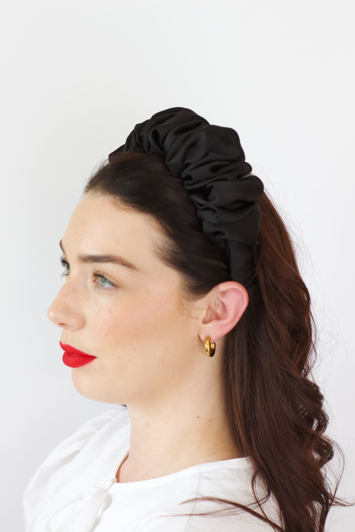 Black Satin Scrunchie Headband