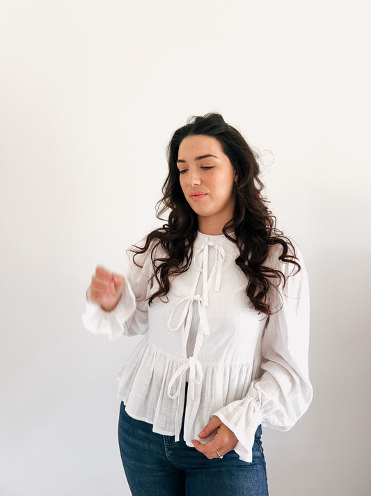 Tie Front Ruffle Top