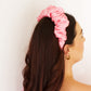 Bright Pink Satin Scrunchie Headband