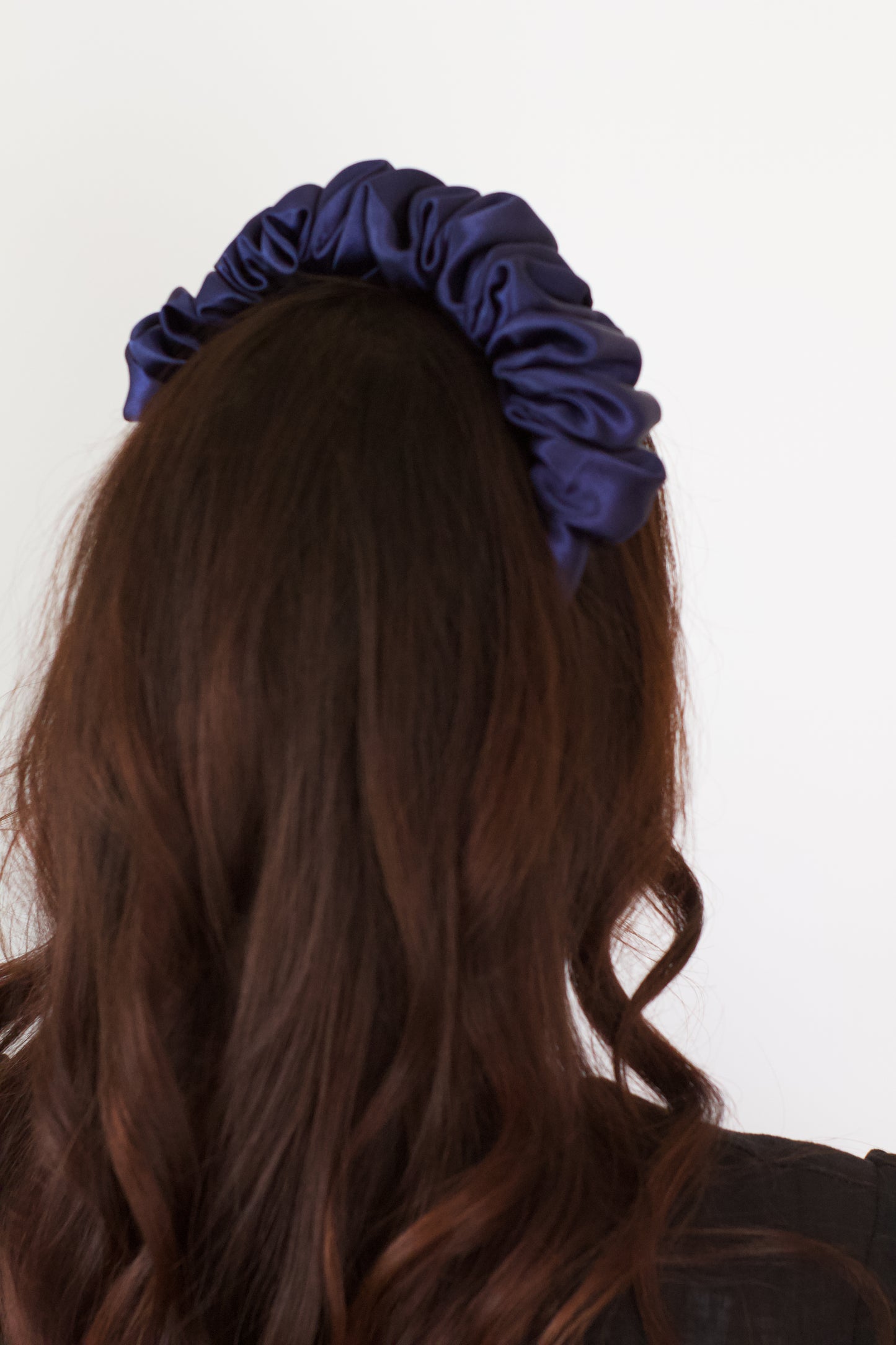 Navy Satin Scrunchie Headband