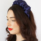 Navy Satin Scrunchie Headband