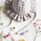 Beige Gingham Frill Sun Hat