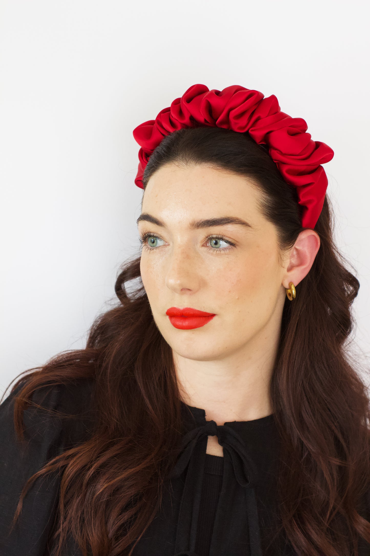 Oxblood Satin Scrunchie Headband
