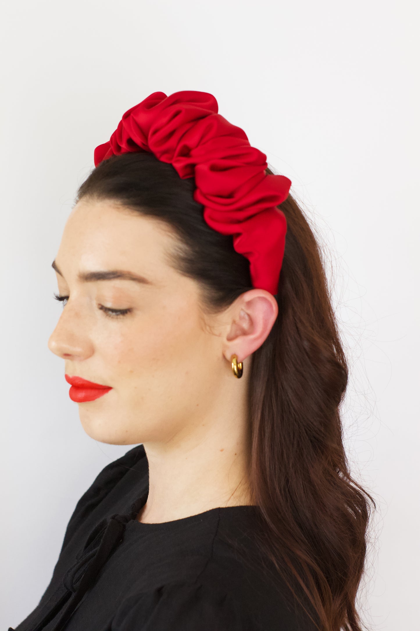 Oxblood Satin Scrunchie Headband