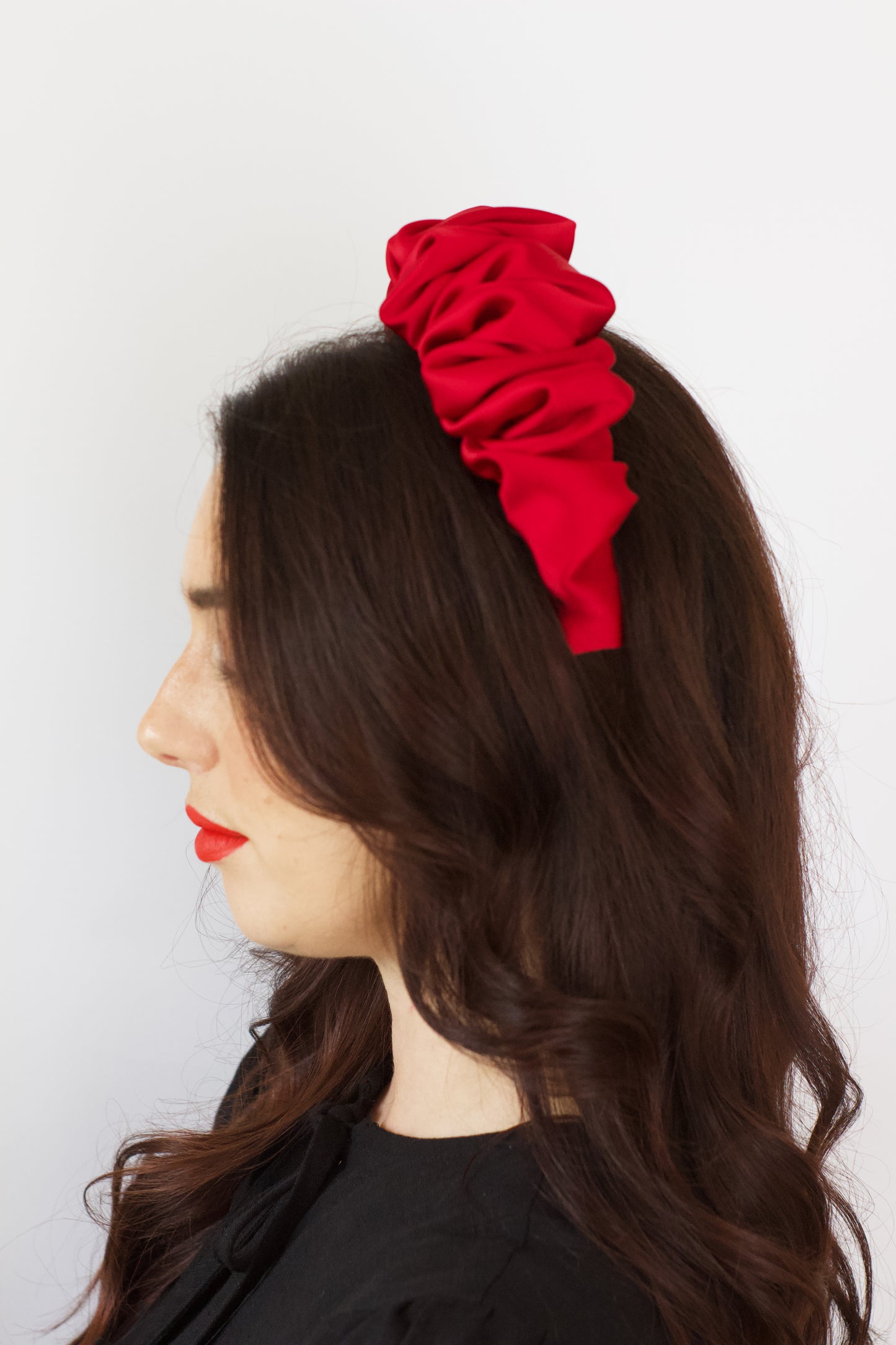 Oxblood Satin Scrunchie Headband