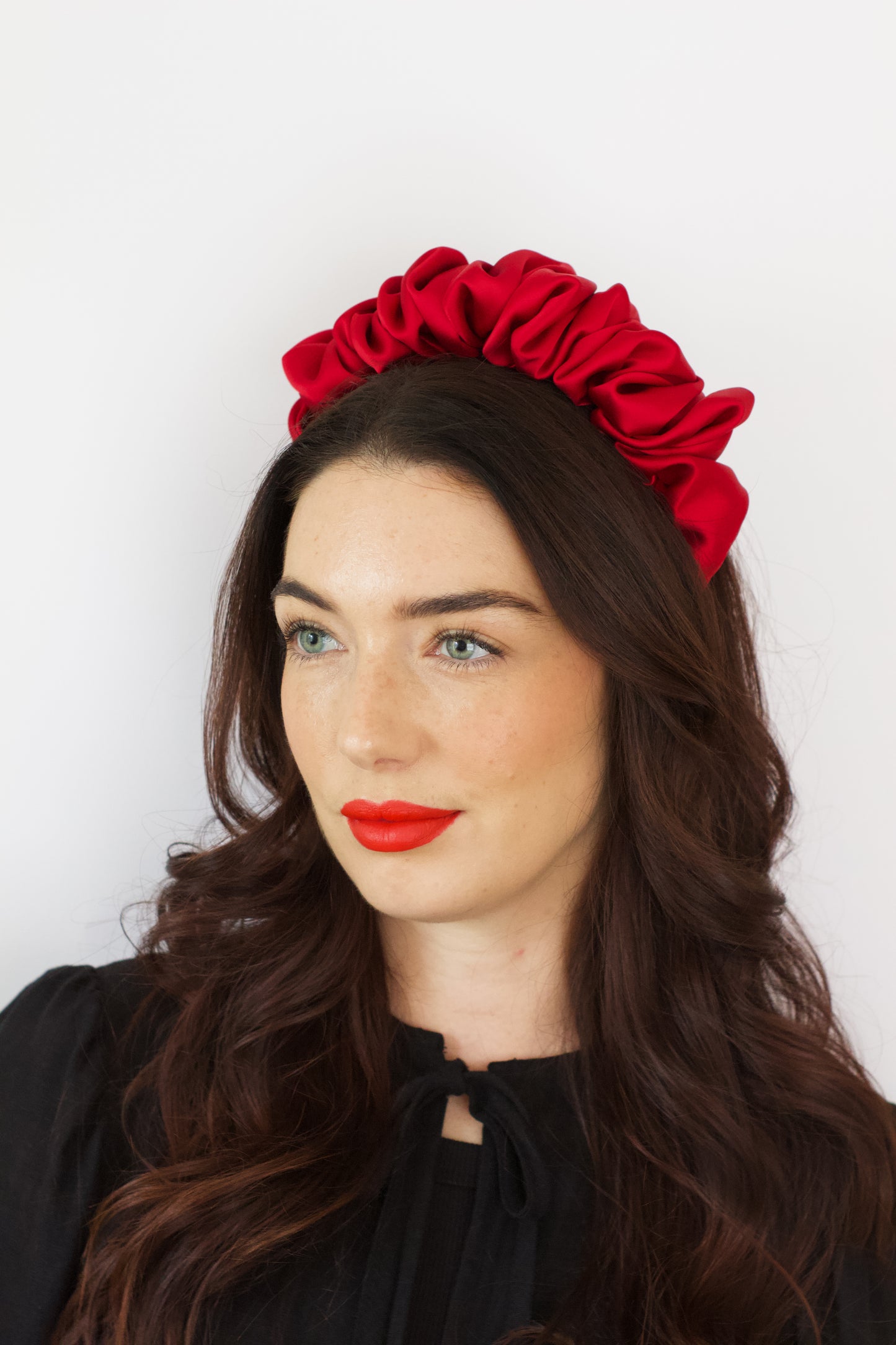 Oxblood Satin Scrunchie Headband