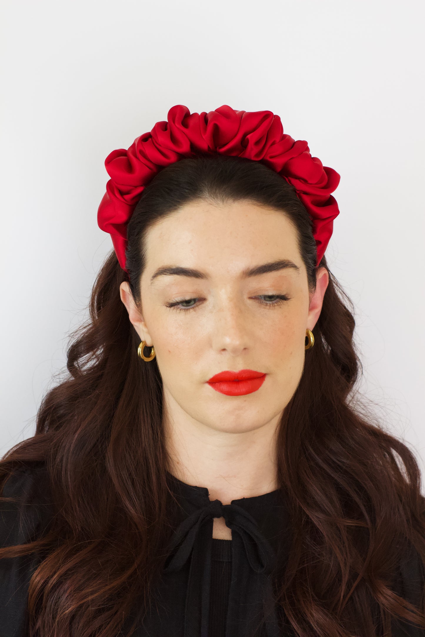 Oxblood Satin Scrunchie Headband