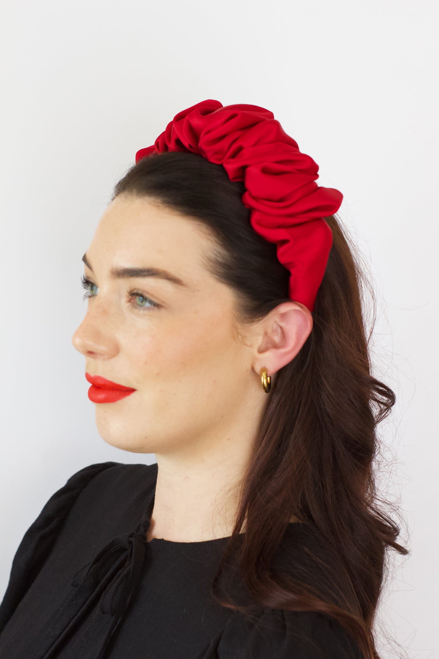 Oxblood Satin Scrunchie Headband