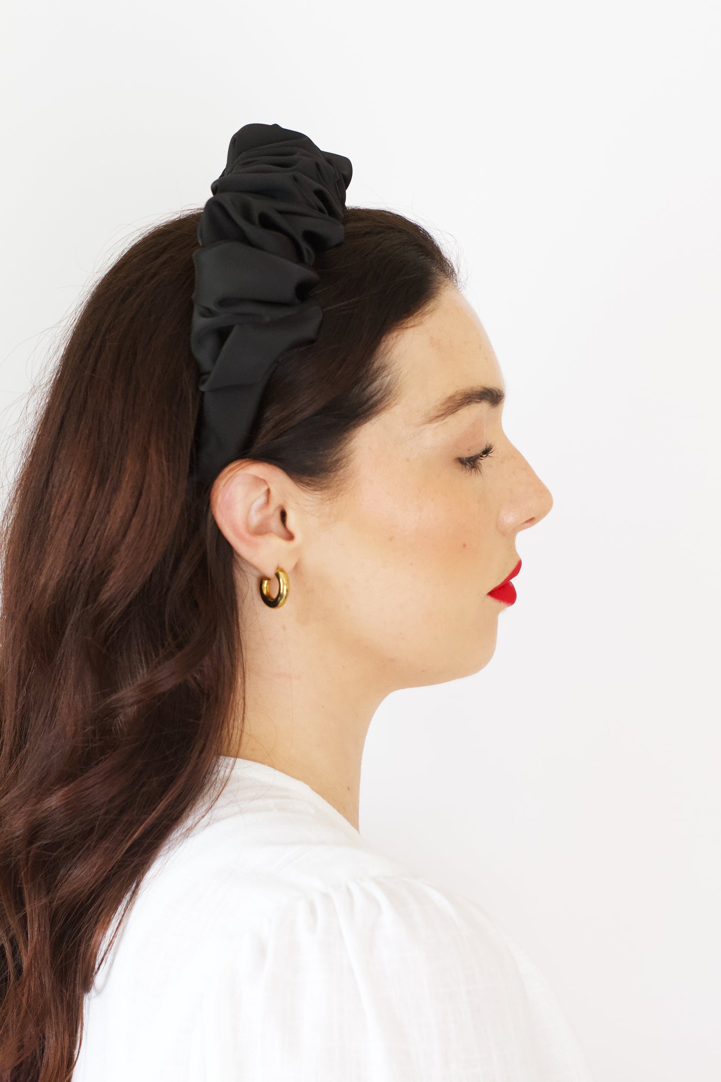 Black Satin Scrunchie Headband