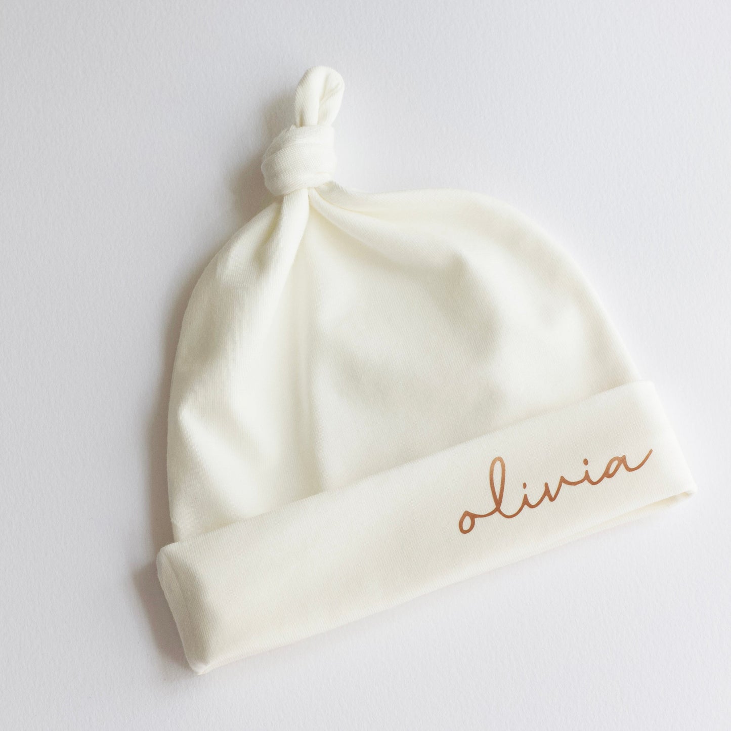 Personalised Cream Jersey Baby Knot Hat