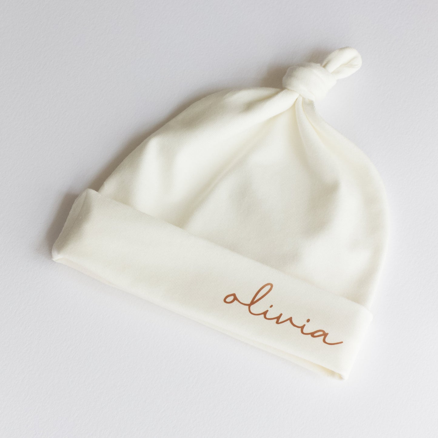 Personalised Cream Jersey Baby Knot Hat
