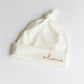 Personalised Cream Jersey Baby Knot Hat