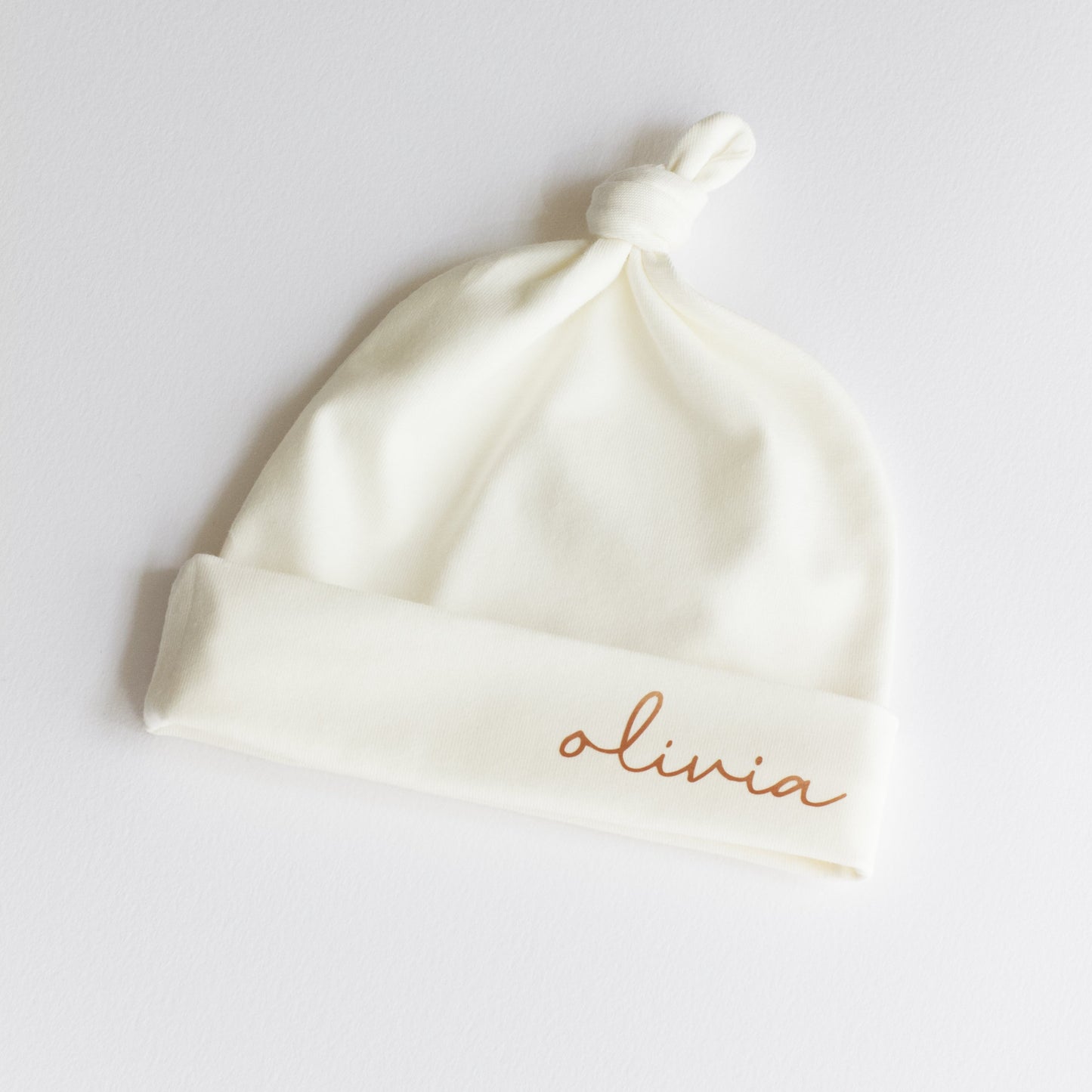 Personalised Cream Jersey Baby Knot Hat